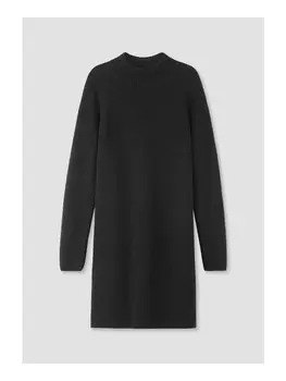 Длинное платье Hessnatur Strick Regular aus reiner Bio Baumwolle, черный