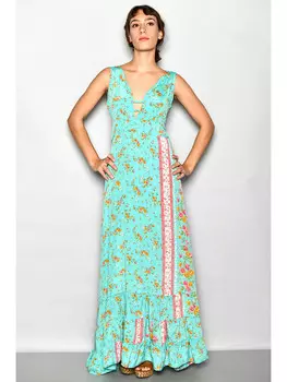 Длинное платье HHG, цвет trkis/orange