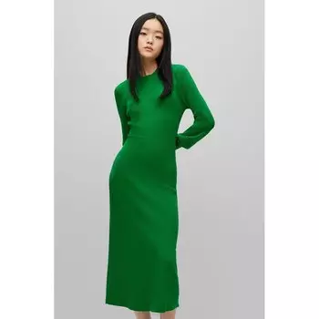 Длинное платье HUGO Slopenny 10248641 Long Sleeve, зеленый