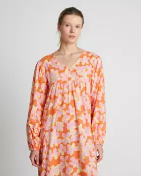 Длинное платье из 100% хлопка с принтом Rubra Orange Compaa Fantstica, оранжевый