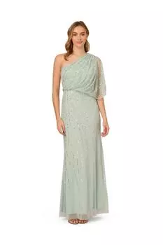 Длинное платье из бисера Adrianna Papell, зеленый