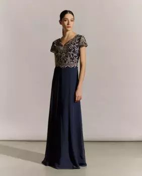 Длинное платье из бисера Woman Fiesta El Corte Ingls, темно-синий