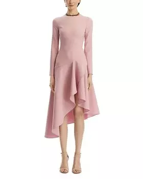 Длинное платье из двойного стрейч-шерсти на каждый день Oscar de la Renta, розовый