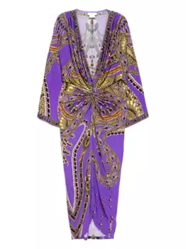 Длинное платье из джерси с драпировкой Camilla, фиолетовый