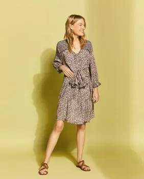 Длинное платье из крепа с принтом Southern Cotton, мультиколор