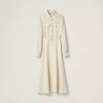 Длинное платье из крепдешина Miu Miu, белый
