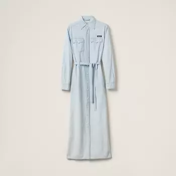 Длинное платье из шамбре Miu Miu, голубой