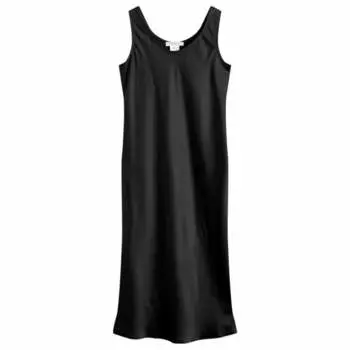 Длинное платье из шелка «банджо» Max Mara, черный