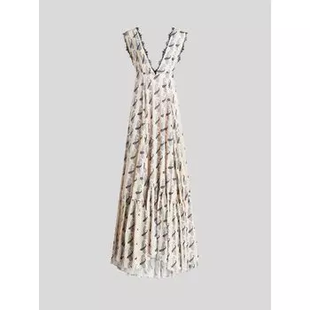 ДЛИННОЕ ПЛАТЬЕ ИЗ СОБОЛЯ С УЗОРОМ ПЕЙСЛИ ETRO, белый