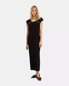 Длинное платье из трикотажного полотна в рубчик The Kooples, черный