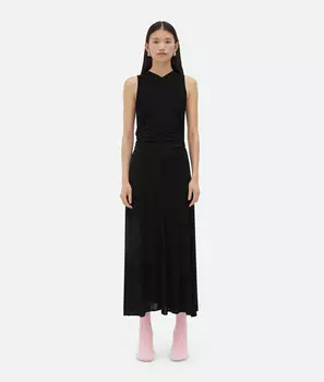 Длинное платье из вискозного джерси с узлом-кольцом Bottega Veneta, черный