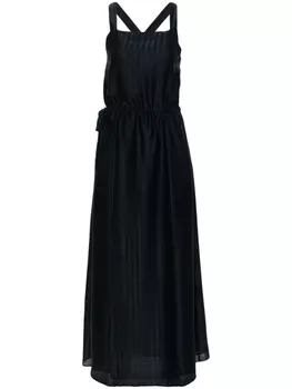 Длинное платье из жаккардового узора Emporio Armani, синее