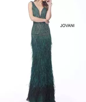 Длинное платье изумрудного цвета JOVANI, цвет emerald