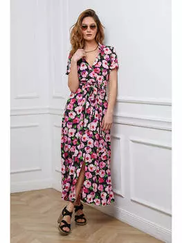Длинное платье Josfine, цвет schwarz/rosa