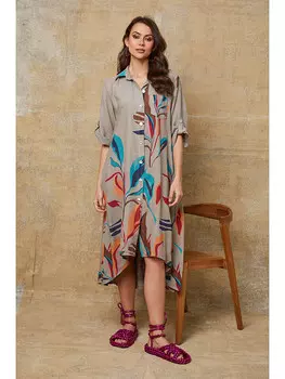 Длинное платье Josfine Hemd Olga, цвет taupe/bunt