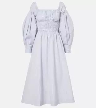 Длинное платье Josie из хлопка в полоску Altuzarra, Dove Grey Banker Stripe