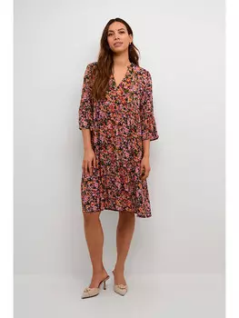 Длинное платье Kaffe, цвет rosa/grn/schwarz