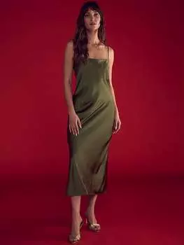 Длинное платье-комбинация из роскошного атласа Victoria'S Secret, зеленый