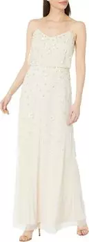 Длинное платье-комбинация с объемным бисером и бисером Adrianna Papell, цвет Cashmere
