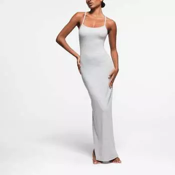 Длинное платье-комбинация SKIMS, цвет light heather grey