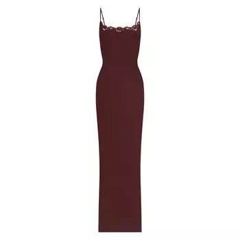 Длинное платье-комбинация SKIMS, цвет oxblood
