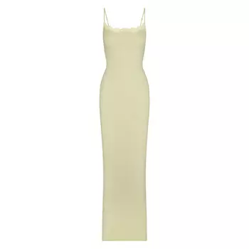 Длинное платье-комбинация SKIMS Fits Everybody Lace, цвет Sage
