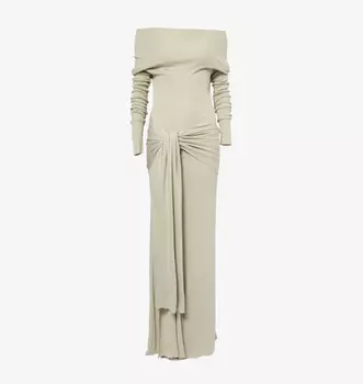 Длинное платье Kora из смесового шелка с открытыми плечами Aya Muse, коричневый