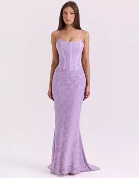 Длинное платье-корсет из кружева House of CB Antonina цвета орхидеи