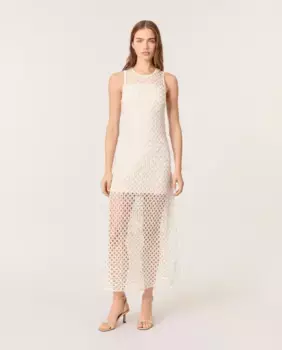 Длинное платье крючком с жемчугом Maje, белый