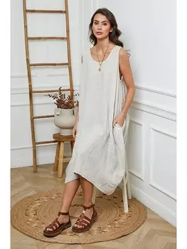 Длинное платье La Compagnie Du Lin Leinen, бежевый