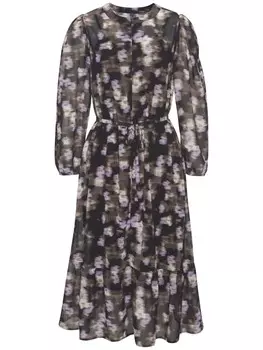 Длинное платье LASCANA Midi, цвет schwarz-lila bedruckt