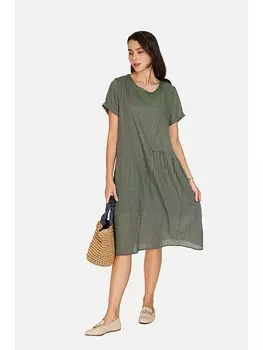 Длинное платье Le Jardin du Lin Leinen, хаки