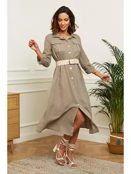 Длинное платье Le Monde du Lin Leinen, серо-коричневый