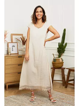 Длинное платье Le Monde du Lin Leinen, бежевый