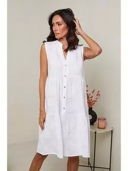 Длинное платье Le Monde du Lin Leinen, белый