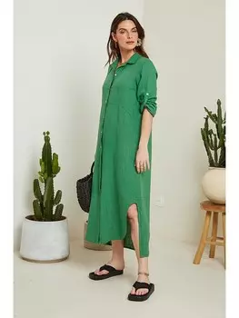 Длинное платье Le Monde du Lin Leinen, зеленый