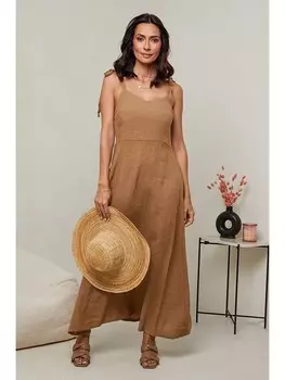 Длинное платье Le Monde du Lin Leinen, светло-коричневый