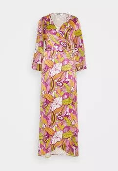 Длинное платье LELA FLORAL WRAP DRESS Colourful Rebel, разноцветный