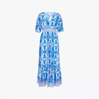 Длинное платье Lena с v-образным вырезом Aspiga, синий