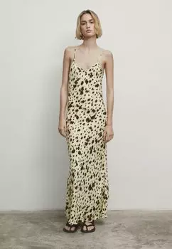 Длинное платье Long Massimo Dutti, бежевое