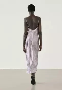 Длинное платье LONG PRINTED Massimo Dutti, лиловый