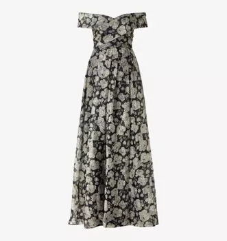 Длинное платье Lovelia из органзы с графическим принтом и открытыми плечами Malina, цвет peony