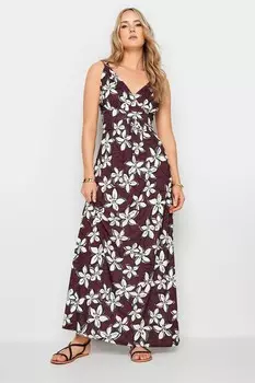 Длинное платье Lts high винного цвета с цветочным принтом Long Tall Sally, красный
