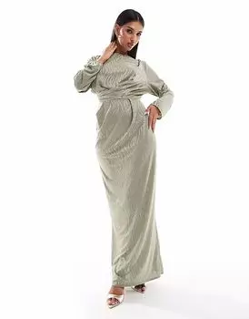 Длинное платье-макси с жаккардом ASOS DESIGN цвета хаки