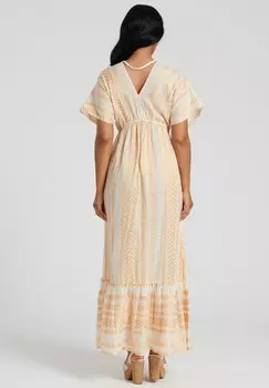 Длинное платье Metallic Jacquard V Neck Maxi South Beach, золото