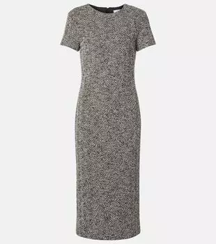 Длинное платье миди из смесовой ткани хлопка и шерсти Giugno Max Mara, Dis. Chevron