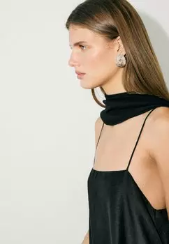 Длинное платье Midi Straps Massimo Dutti, черное