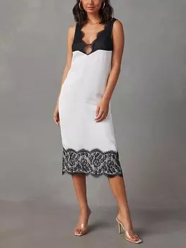 Длинное платье Milan Kiss, белый/черный