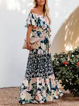 Длинное платье Milan Kiss, цвет dunkelblau/creme/grn