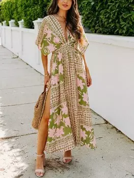 Длинное платье Milan Kiss, цвет pink/grn/bunt